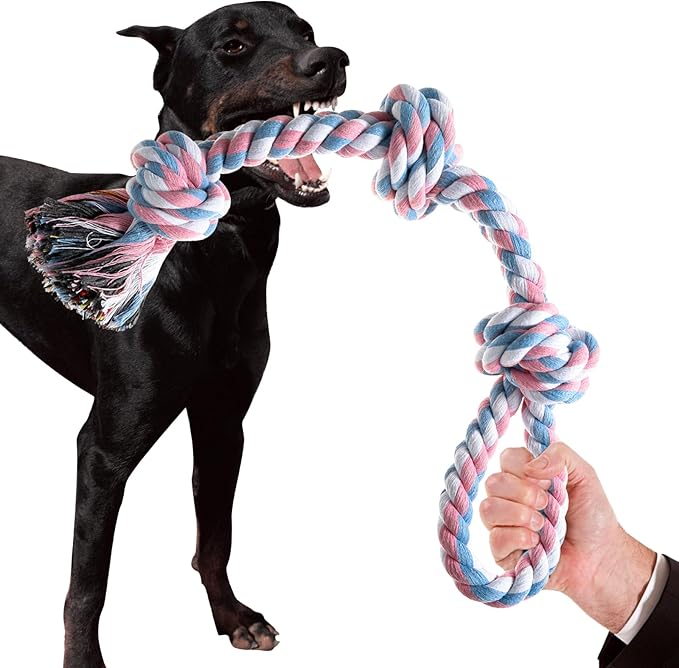 XIGOU Indestructible Dog Toys - Tough Puppy Chew Toys for Aggressive Chewers, Dental Cleaning Tug of War Toy, Great for Small to Large Breeds