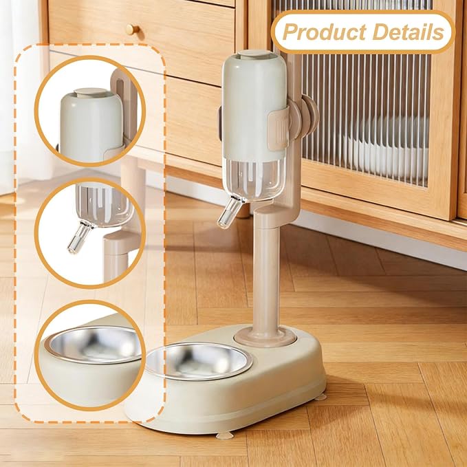 Pet Standing Water Dispenser Adjustable Height Multifunctional Pet Automatic Water Drinker for Small Animal Ferrets Cat Puppy, White
