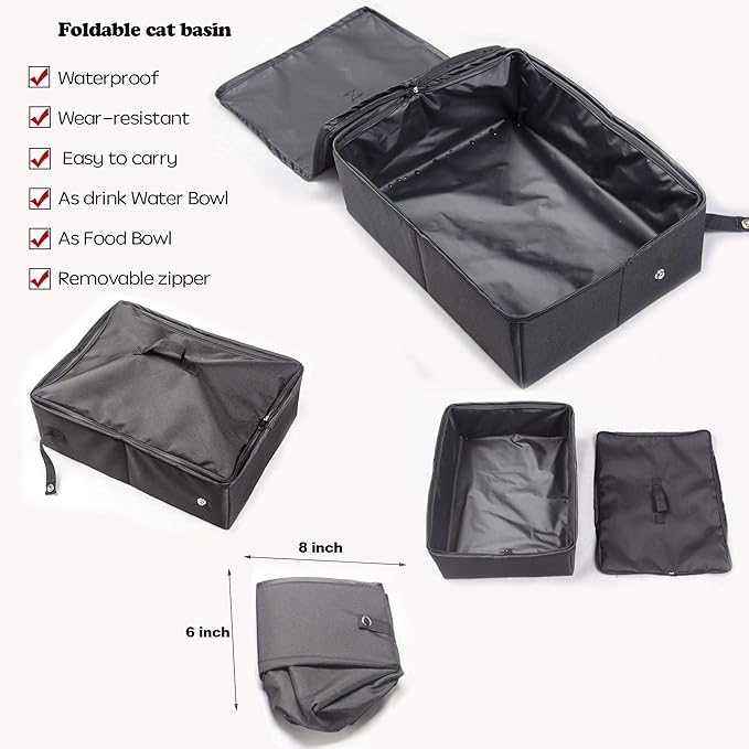 Mispace Portable Twin Compartment Show House Cat Cage Condo,Comfy Puppy Home Dog Travel Crate with Carry Bag/2 Hammocks/Mats & Collapsible Litter Box