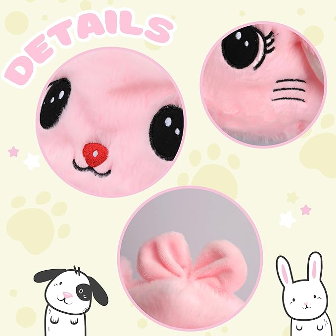 Bubblepompom Animal Hat with Ears Moving Jumping Pop Up Beating Hat Plush Holiday Cosplay Dress Up Funny Gift for Kids