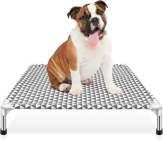 Kuntrust Elevated Outdoor Dog Bed, Medium Size, Cotton Material, Non-Slip Feet, Fits up to 70lbs