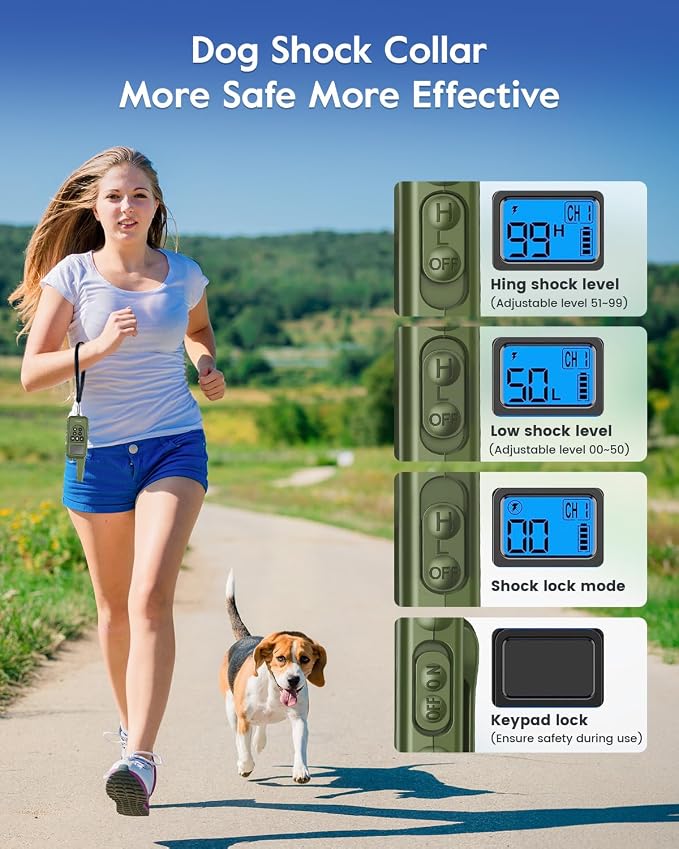 SLOPEHILL Dog Training Collar with Remote, 4200FT Electric Shock Collar,Waterproof E-Collar with Beep, Vibration, Shock, Flash Light and No Shock Mode, for 8-140lbs Small Medium Large Dogs,Dark Blue