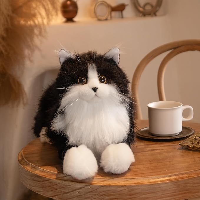 Chongker Stuffed Animals Handmade Realistic Cat Plush Toy Companion for Elderly Adults Women Kids Cat Lover Surprise Gifts for Anniversary Birthday