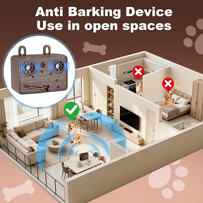 2-Pack Anti Barking Device for Dogs ,Bark Deterrent Device with 3 Frequency Modes & Flashlight, Dog Barking Deterrent Devices for Stopping Barking, Jumping & Bad Behavior, Indoor Outdoor Use(Brown)