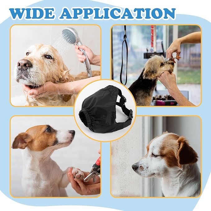 Rislobx Dog Eye Mask Nylon Calming Cap Tool for Dogs with Anxiety, Pet Head Wrap Mask Muzzle for Grooming Anti Car Sickness（M