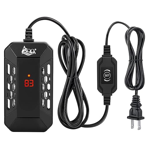 AQQA Aquarium Submersible Heater for Fish Tank,LED Temperature Display and Built-in Thermometer,External Controller Temperature Control Range 59℉-93℉,Safety Control Protects 50W