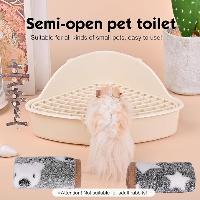 RUBYHOME Triangle Potty Trainer Corner Litter Bedding Box Pet Pan for Baby Rabbit, Chinchillas, Small Guinea Pigs, Ferret, Galesaur