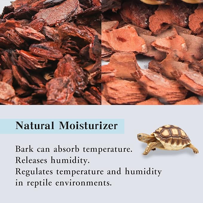 Tfwadmx Reptile Bark Bedding 15.8oz Tortoise Bedding for Habitat Bearded Dragon Substrate Reusable Pine Chips Substrate for Geckos, Lizards, Turtles Snakes, Hermit Crabs