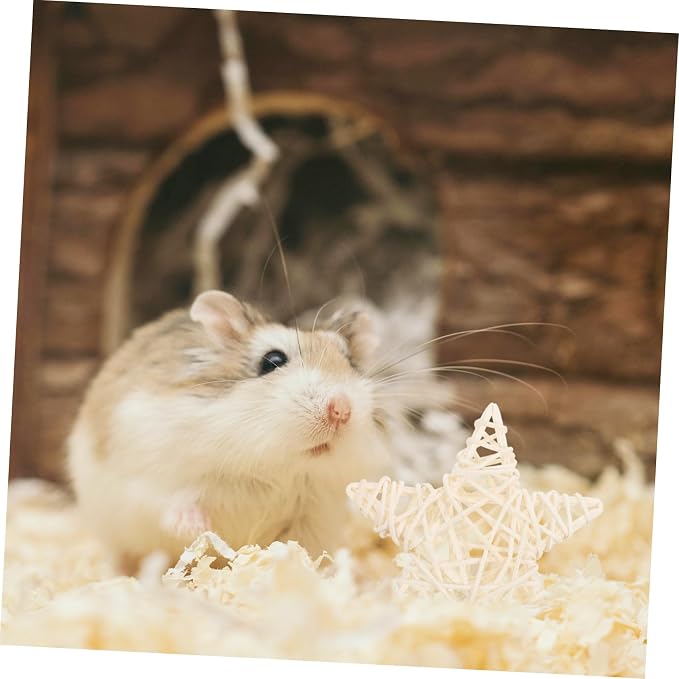 Luxshiny 4Pcs Star Shaped Rattan Chew for Small Pets Rabbit Chew Pet Playing Teeth Cleaning for Hamsters Guinea Pigs Chinchillas Small Animal Teeth Care