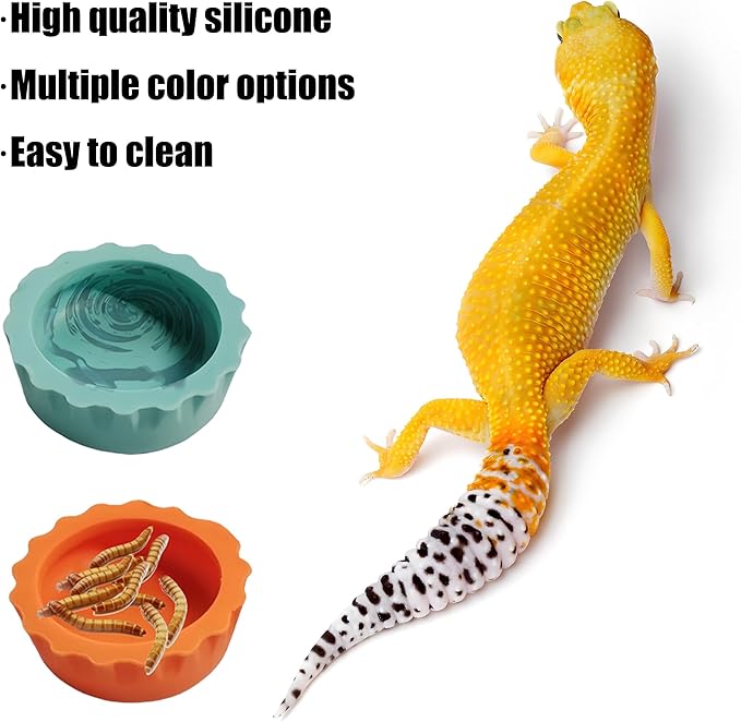 9pcs Crested Gecko Tank Accessories:Food Dish& Feeding Cups - Gecko Feeder &Corner Water Bowl for Reptile Tanks