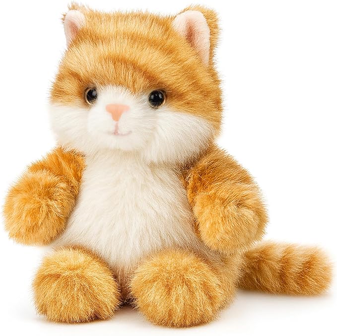 Cat Stuffed Animal Adorable Sitting Kitten Plush Soft Stress Relief Plush Toy Cute Birthday Gifts for Kids Adults,Orange