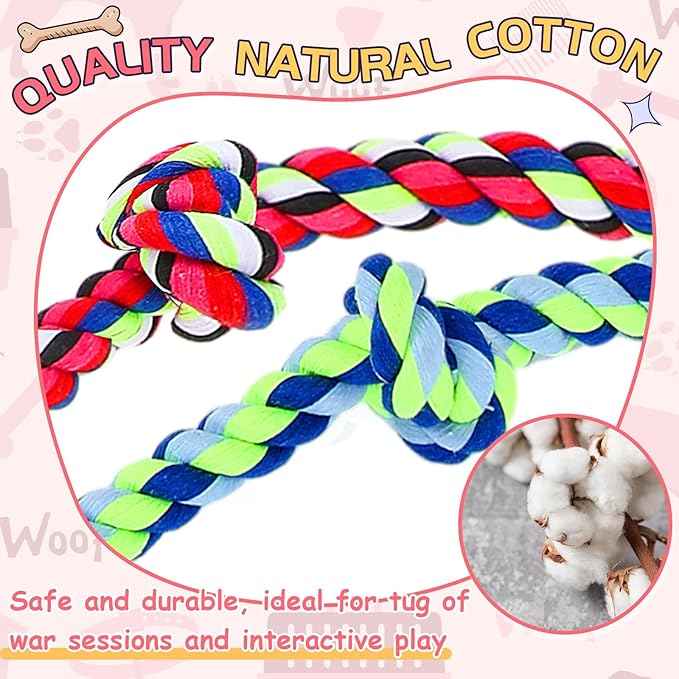 Hollowfly Dog Rope Toys for Extra Large Dogs, 2 Pack 6 Feet 5 Knot Tug of War Dog Toy for Large Aggressive Chewers Heavy Duty Cotton Teeth Cleaning Indestructible Puppy Chew Toys