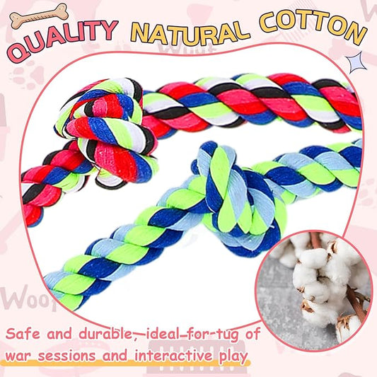 Hollowfly Dog Rope Toys for Extra Large Dogs, 2 Pack 6 Feet 5 Knot Tug of War Dog Toy for Large Aggressive Chewers Heavy Duty Cotton Teeth Cleaning Indestructible Puppy Chew Toys