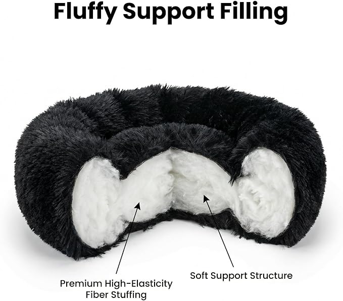 Guinea Pig Bed 11.8 Inch for Small Animal，Washable Small Animal Beds，Hideout Soft & Comfortable Donut Bed for Dwarf Rabbits/Hamster/Hedgehog/Ferrets,Black