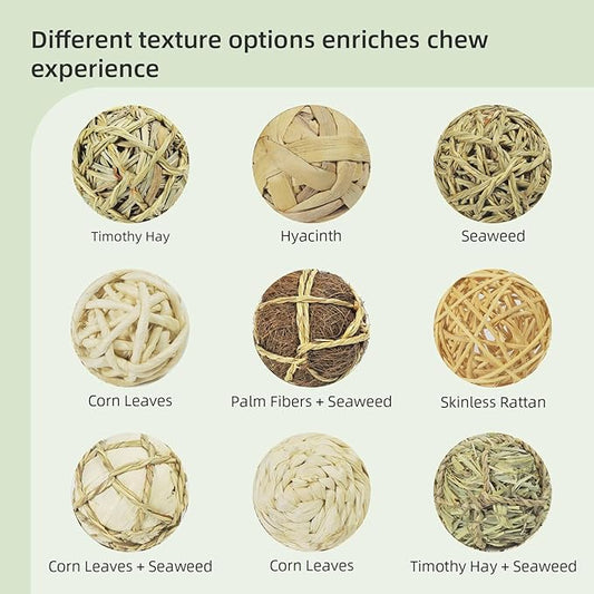 andwe Small Animals Play Balls Rolling Chew Toys & Gnawing Treats for Rabbits Guinea Pigs Chinchilla Bunny Degus - Pet Cage Entertainment Accessories (Pack of 9)