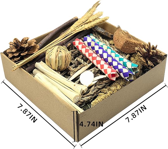 Hamster Toys Box for Chewing&Teeth Grinding Natural Hamster Treats for Chinchilla Rat Hamster Bunny and Other Small Pets (Small)