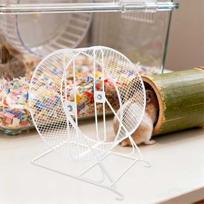 ibasenice Silent Hamster Wheel 9.25In Metal Small Animal Exercise Wheel Quiet Running Toy for Hamsters Gerbils Mice with Textured Surface for Nail Care
