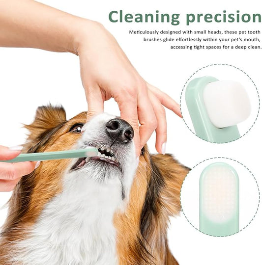Pet Oral Cleaning Toothbrush Set - Soft Bristle Toothbrushes for Cats Dogs and Rabbits - Care for Sensitive Teeth - 3 Pack