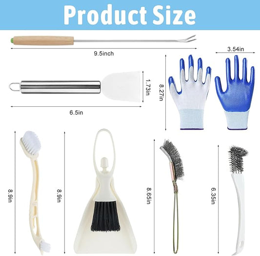 Draupnir Bird Cage Cleaning Supplies 7 Pcs Bird Cage Cleaner Brush Kit, Birds Poop Remover Cleaning Tools Set Cages Accessories
