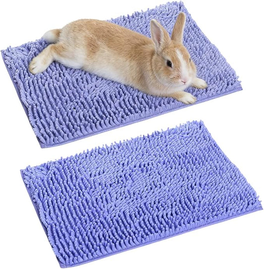 2PCS Guinea Pig Liner Washable Rabbit Cage Liner Guinea Pig Fleece Mats Reusable Bedding Pee Pads for Ferret Bunny Chinchilla Small Animals (Snow Blue,19.69" LX12.99 W)