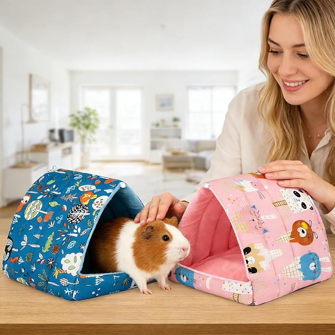 2 Pcs Guinea Pig Hideout, Guinea Pig Bed Tunnel Washable Small Animal House Cage Accessories for Mouse Chinchillas Hamsters Hedgehogs Ferrets Bearded Dragons and Rats Other Small Animals
