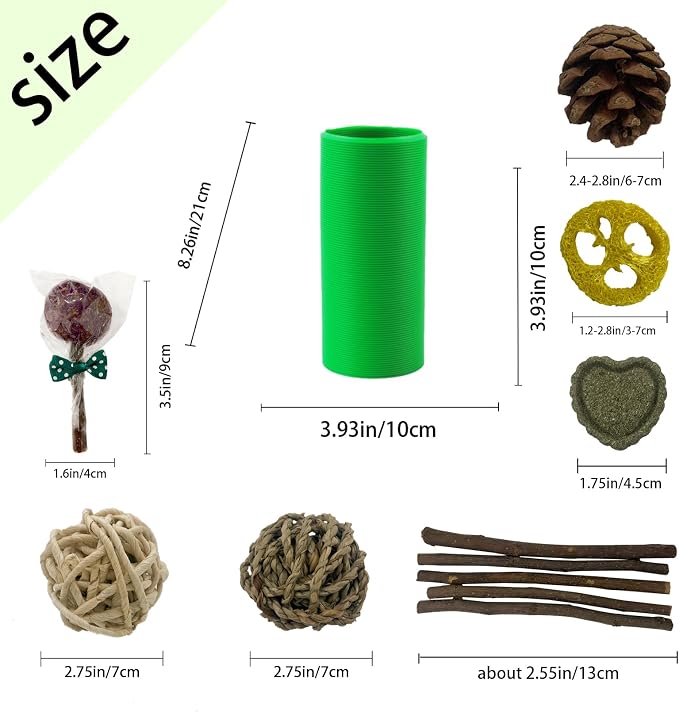 Plastic Hamster Cage Tunnels with Chew Toy,Collapsible Pet Tunnel，Small Animal Tubes,Collapsible Plastic Tunnel,15 Pcs Small Animal Chew Toys for Guinea Pigs, Chinchillas, Rats, Gerbils （Green）