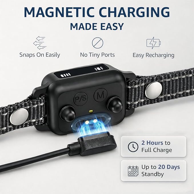 2 Pack Bark Collar for Small Dogs 5-15 lbs with Magnetic Charging – No Shock, 3 Beep & Vibration Modes, 5 Sensitivity Levels – Humane Stop Anti-Barking Device – Dog Training Bark Collar (Black/RH)