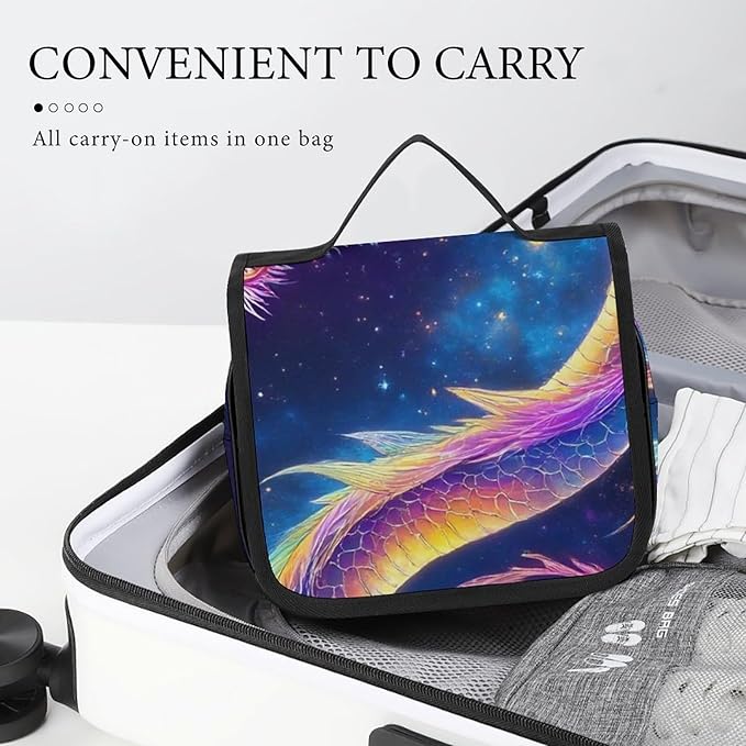 Toiletry Bag Travel Bag with Hanging Hook Cute Galaxy Dragon Travel Organizer for Accessories Full-size Container