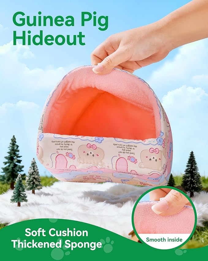 2 PCS Guinea Pig Hideout Guinea Pig House,Washable Hamster House Small Animal Cage Accessories for Mouse Chinchillas Hamsters Hedgehogs Ferrets Bearded Dragons and Rats