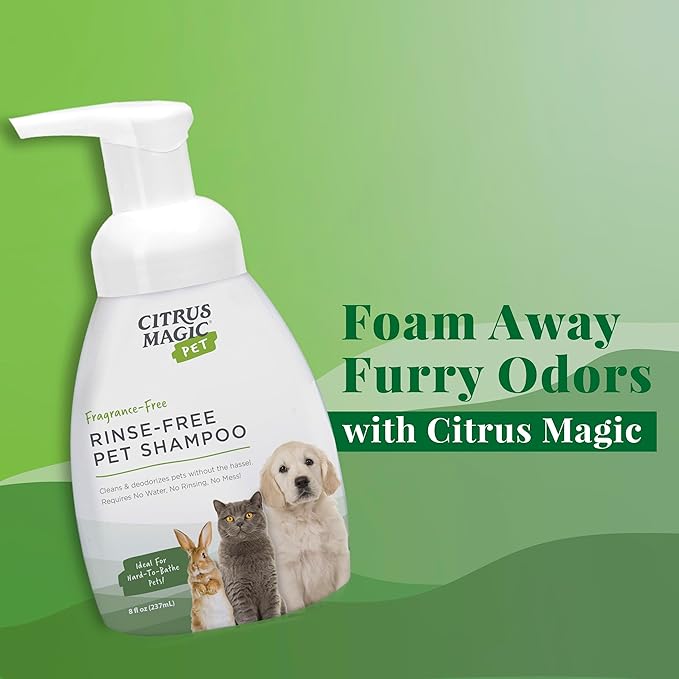 Citrus Magic Pet Rinse-Free Pet Shampoo, 8-Fluid Ounce (Pack of 2)