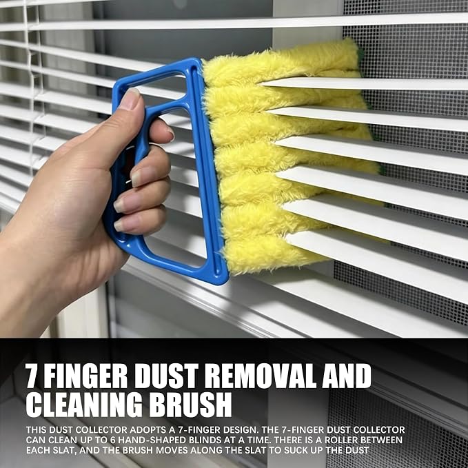 2PCS Blind Cleaner Duster Tool, Car Cleaning Brush, Washable 7 Fingers Duster Brush Dusting Cleaner Tool, Handheld Mini Duster Brush Universal for Window Shutters Air Conditioner Wood Blind