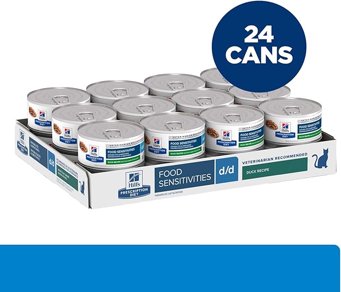 Hill's Prescription Diet d/d Skin/Food Sensitivities Wet Cat Food, Duck, 5.5 oz. Cans, 24-Pack