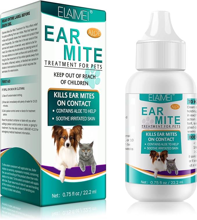 VOSIFSDIY Ear Mite Treatment for Dogs and Cats, Dog Ear Infection Treatment, Ear Mite Treatment for Dog Yeast Infection, 100% Natural Dogs Cats Ears Drops