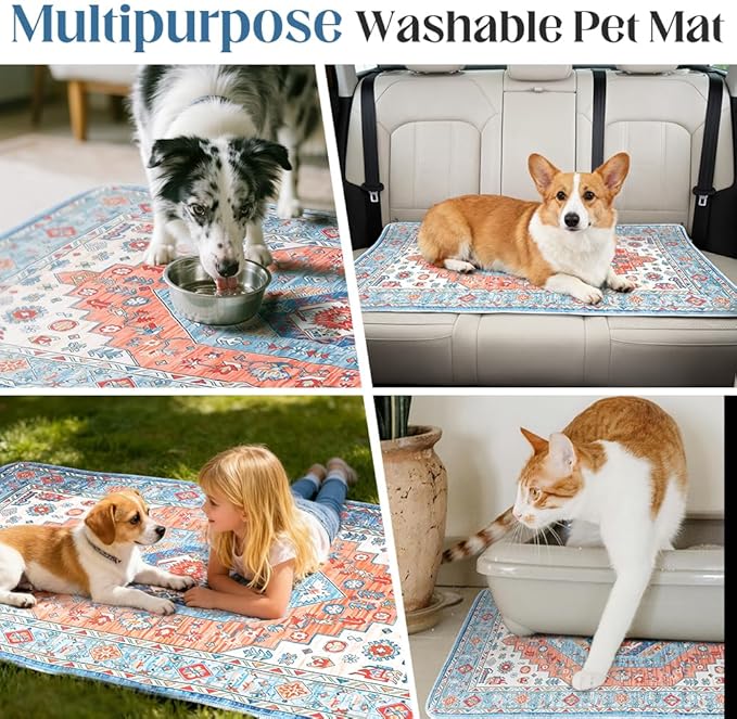 Washable Pee Pads for Dogs 2 Pack Reusable Puppy Training Pads 24"x18" Super Absorbent Waterproof Dog Training Pads, Non-Slip Potty Pads Whelping Pads Litter Mat Pet Supplies - Orange/Mix