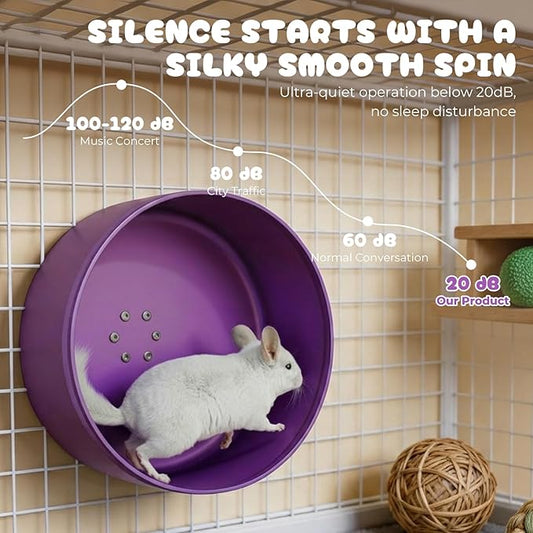 15" Silent Chinchilla Running Wheel, Aluminum Alloy Noiseless Exercise Wheel, Small Animal Running Wheel, Ultra Smooth Bearing, Large Comfort Wheel for Chinchilla, Hamster, Hedgehog & Small Pets