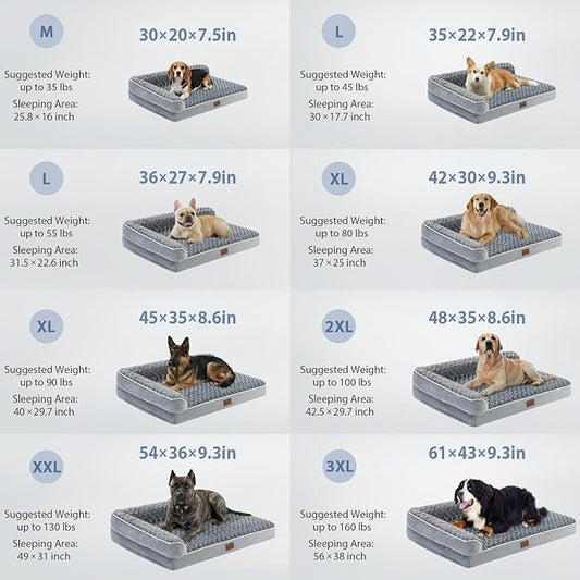 BFPETHOME Orthopedic Dog Beds for Large Dogs-Waterproof Sofa Pet Bed with Removable Washable Cover, Big Dog Bed with Waterproof Lining and Nonskid Bottom,Pet Bed for Large Dogs