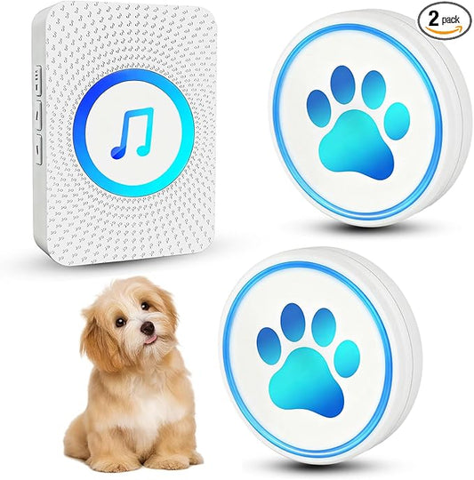 Dog Door Bell for Potty Training, Smart Wireless Doggie Doorbell to Go Outside, 1000 Feet Long Range with IP65 Waterproof Super-Light Touch Button, 60 Melodies & Adjustable Volume (White)