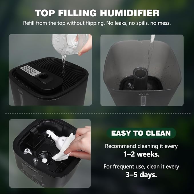 Coospider Reptile Fogger Humidifier, Automatic Humidifiers for Reptiles Tank, Terrarium Humidifiers with Dual Hose Timer Humidity Control, Reptile Mister for Amphibians Herps Vivarium (5L/1.32Gallon)