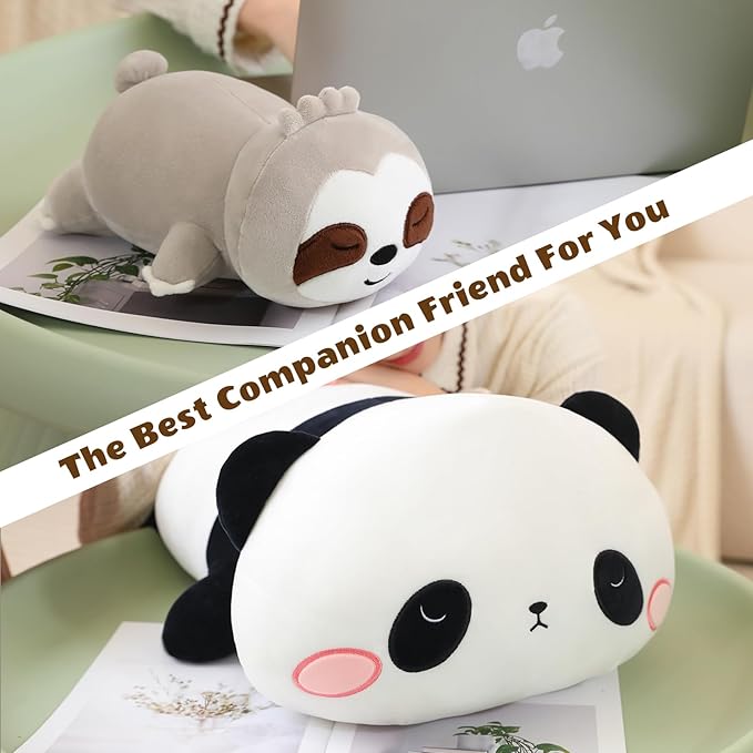 Finebee Weighted Panda Stuffed Animals, Cute Weighted Panda Plush, Soft Comfort Stuffed Weighted Plushie Pillow Gifts for Kids & Adults (9.8" 0.8Lbs)