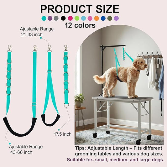Dog Grooming Belly Band Pet Grooming Supplies 3 Sets Professional Dogs Belly Straps Pets Dogs Groomer Extension Strap Table Arm Loop Extender for Small Medium Large Pets (Light Green)