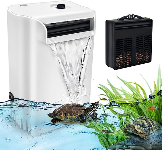GOZILLA 265GPH Turtle Tank Filter,16W High Flow-Rate Adjustable Turtle Filter Fish Tank Filter, Silent Waterfall Aquarium Filter for Low Water Level Tank from 30 to 55 GAL.(White)