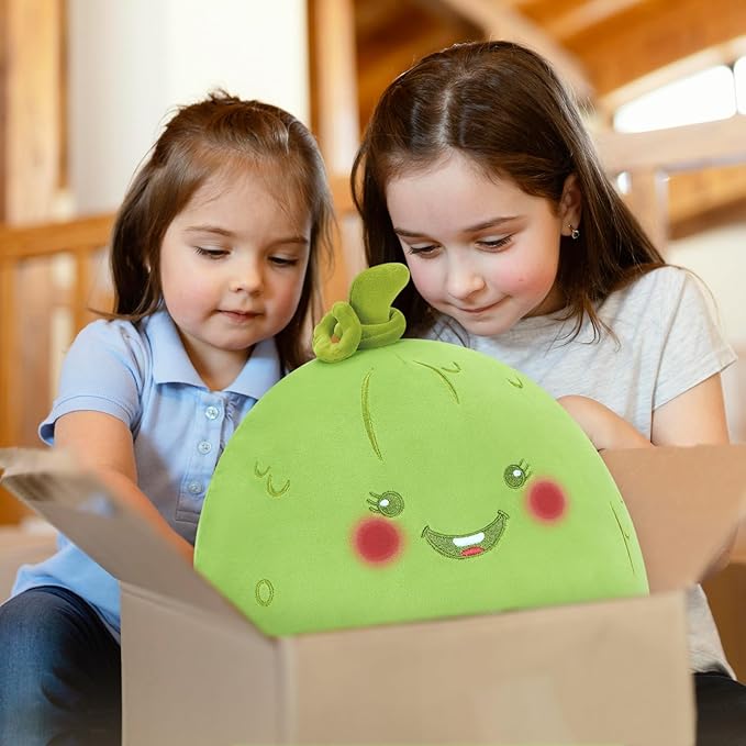 PEACH CAT Original Pickle Stuffed Animal 12" Cute Cucumber Plush Soft Vegetable Plushies Toys Gifts for Kids Green
