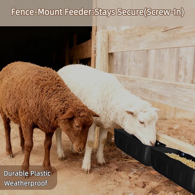 Chicken Feeder Waterer,Hanging Goat Feeders,Feed Trough 3.5 Quart 2 Pack,Hanging Fence Feed Trough for Poultry Livestock,Black