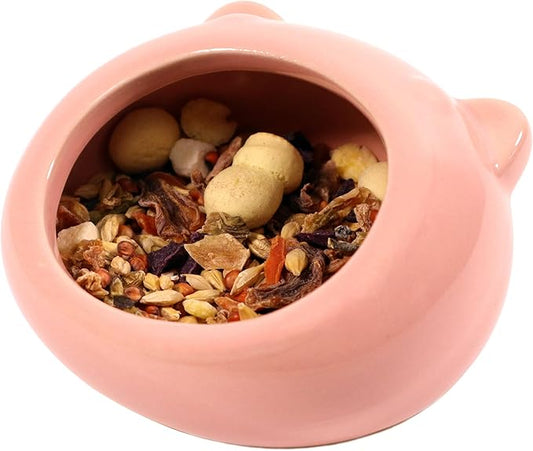 Ceramic Small Pet Hamster Food Bowl – Spill-Proof Guinea Pig & Hedgehog Dish – Durable, Easy to Clean, Non-Tip Design for Small Pets (Pink)