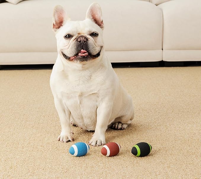 Squeaky Dog Ball, Soft Latex Rubber Squeaky Toy for Small Dogs Puppies, Cute Bounce Squeak Football for Fetch Play