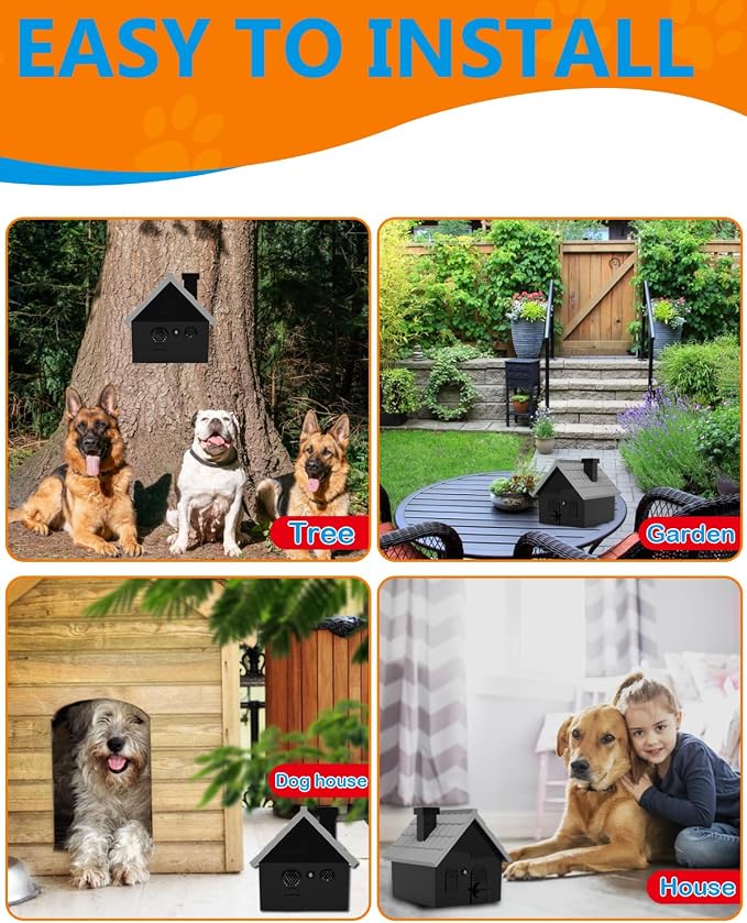 Dog Barking Control Devices, Anti Barking Device Ultrasonic Dog Barking Deterrent with 4 Modes, Stop Barking Dog Devices Up to 50 Ft Range, 2 in 1 Weatherproof Bark Control Device Outdoor Indoor | Multi-distance Intelligent Detection，Correct Bad Behavi...