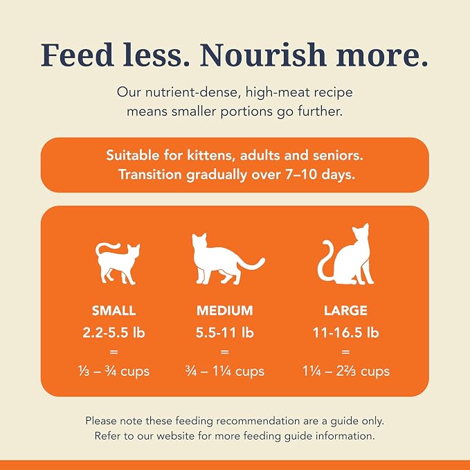 Feline Natural High Protein Dry Cat Food, Freeze-Dried Diet with 98% Meat, Organs & Seafood, No Peas, Grains, or Artificial Additives, Made in New Zealand, Chicken & Lamb, 3.5oz