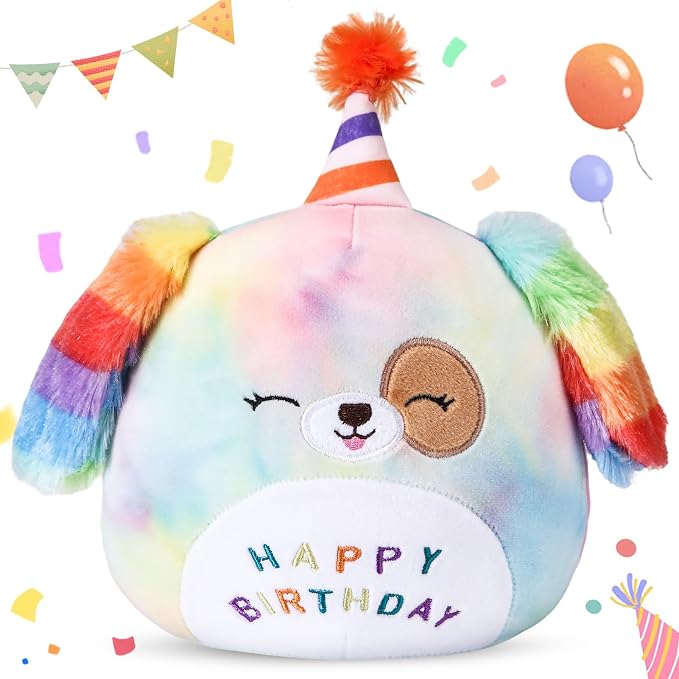 Cute Dog Plush Birthday Gifts for Girls, Soft Dog Plushies Pink Pillow Stuffed Animals Gift for Girlfriend Kids Birthday 6.3" Stuffed (Small Dog Plush)