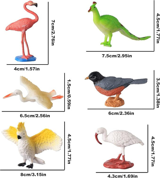 Birds Figurines, 23pcs Realistic Eagle Parrot Robin Owl Toy Bird, Fairy Garden Accessories, Learning Educational Toys for Dollhouse Birthday Cake Topper Gift for Kids Toddler
