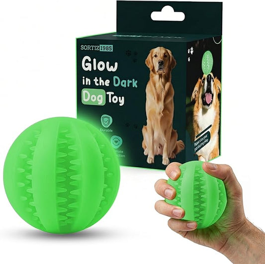 Treat Ball for Dogs, Glowing Dog Ball Toy, Interactive Treat Dispensing Dog Toys for Chewers,dog fetch ball, Glow in The Dark Light Up Ball for Dog, Slow Feeder IQ Training Toy, dog treat toy
